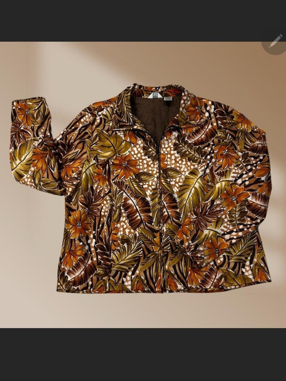 Laura Ashley Brown & Green Floral Zip Jacket